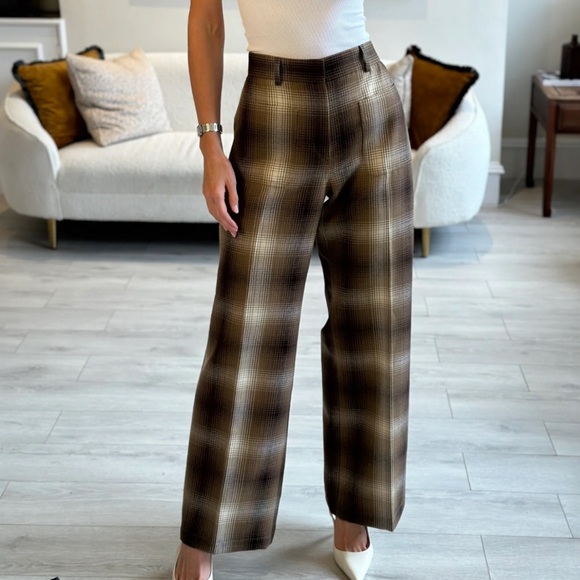 Dior Pants - Christian Dior Tartan Wool Plaid Wide Leg Pants
